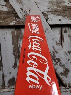 Vintage Coca Cola Porcelain Sign Door Push Bar Soda Beverage Drink Cold Coke Pop