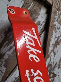 Vintage Coca Cola Porcelain Sign Door Push Bar Soda Beverage Drink Cold Coke Pop
