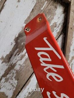 Vintage Coca Cola Porcelain Sign Door Push Bar Soda Beverage Drink Cold Coke Pop