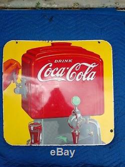 Vintage Coca Cola Porcelain Sign Double Sided 1941