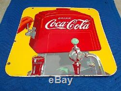 Vintage Coca Cola Porcelain Sign Double Sided 1941