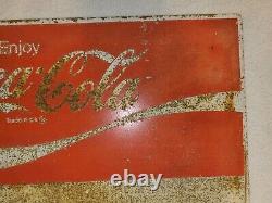 Vintage Coca Cola Porcelain Sign (Double Sided) Coke Pepsi Dr Pepper Gas Oil