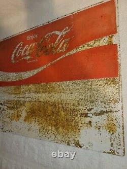 Vintage Coca Cola Porcelain Sign (Double Sided) Coke Pepsi Dr Pepper Gas Oil