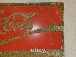 Vintage Coca Cola Porcelain Sign (Double Sided) Coke Pepsi Dr Pepper Gas Oil