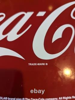 Vintage Coca Cola Porcelain Sign Fishtail Gas Station Pump Plate 16 Hanging