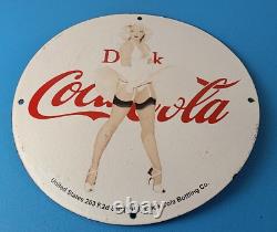 Vintage Coca Cola Porcelain Sign Gas Pump Bottling Service Soda Beverage Sign