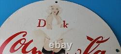 Vintage Coca Cola Porcelain Sign Gas Pump Bottling Service Soda Beverage Sign