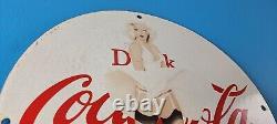 Vintage Coca Cola Porcelain Sign Gas Pump Bottling Service Soda Beverage Sign
