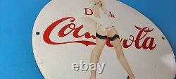 Vintage Coca Cola Porcelain Sign Gas Pump Bottling Service Soda Beverage Sign