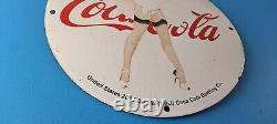 Vintage Coca Cola Porcelain Sign Gas Pump Bottling Service Soda Beverage Sign