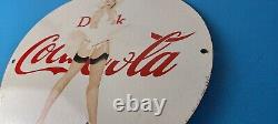 Vintage Coca Cola Porcelain Sign Gas Pump Bottling Service Soda Beverage Sign