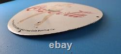 Vintage Coca Cola Porcelain Sign Gas Pump Bottling Service Soda Beverage Sign