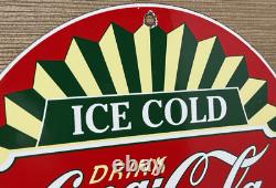 Vintage Coca Cola Porcelain Sign Gas Station Bottle Coke Pepsi Dew A & W Oil