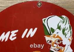 Vintage Coca Cola Porcelain Sign Gas Station Bottle Coke Pepsi Dew A & W Oil