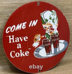 Vintage Coca Cola Porcelain Sign Gas Station Bottle Coke Pepsi Dew A & W Oil
