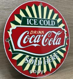 Vintage Coca Cola Porcelain Sign Gas Station Bottle Coke Pepsi Dew A & W Oil