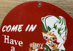 Vintage Coca Cola Porcelain Sign Gas Station Bottle Coke Pepsi Dew A & W Oil