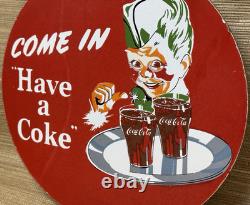 Vintage Coca Cola Porcelain Sign Gas Station Bottle Coke Pepsi Dew A & W Oil