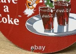 Vintage Coca Cola Porcelain Sign Gas Station Bottle Coke Pepsi Dew A & W Oil