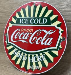 Vintage Coca Cola Porcelain Sign Gas Station Bottle Coke Pepsi Dew A & W Oil