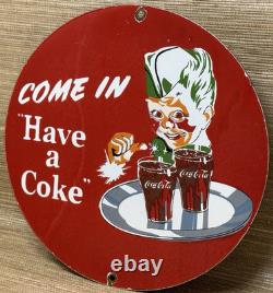 Vintage Coca Cola Porcelain Sign Gas Station Bottle Coke Pepsi Dew A & W Oil