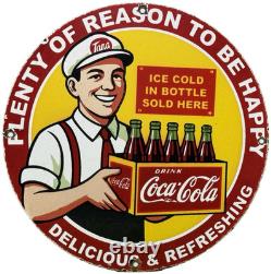 Vintage Coca Cola Porcelain Sign Gas Station Bottle Pepsi Pump Plate Bottle