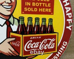 Vintage Coca Cola Porcelain Sign Gas Station Bottle Pepsi Pump Plate Bottle
