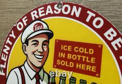 Vintage Coca Cola Porcelain Sign Gas Station Bottle Pepsi Pump Plate Bottle