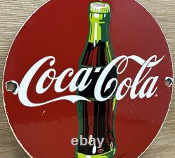 Vintage Coca Cola Porcelain Sign Gas Station Pump Plate Dew Pepsi Oil Dr Pepper