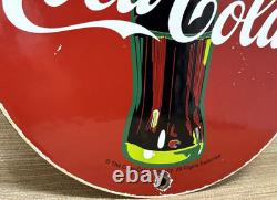 Vintage Coca Cola Porcelain Sign Gas Station Pump Plate Dew Pepsi Oil Dr Pepper