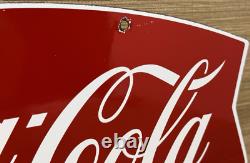 Vintage Coca Cola Porcelain Sign Gas Station Pump Plate Dew Pepsi Oil Dr Pepper