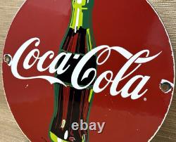 Vintage Coca Cola Porcelain Sign Gas Station Pump Plate Dew Pepsi Oil Dr Pepper