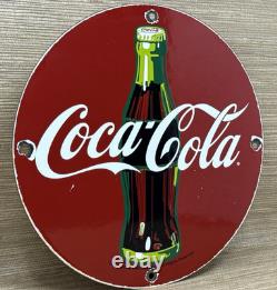 Vintage Coca Cola Porcelain Sign Gas Station Pump Plate Dew Pepsi Oil Dr Pepper