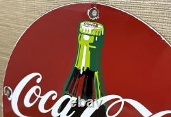 Vintage Coca Cola Porcelain Sign Gas Station Pump Plate Dew Pepsi Oil Dr Pepper