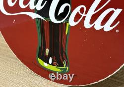 Vintage Coca Cola Porcelain Sign Gas Station Pump Plate Dew Pepsi Oil Dr Pepper