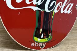 Vintage Coca Cola Porcelain Sign Gas Station Pump Plate Dew Pepsi Oil Dr Pepper