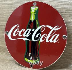 Vintage Coca Cola Porcelain Sign Gas Station Pump Plate Dew Pepsi Oil Dr Pepper