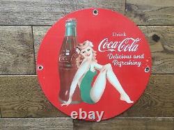 Vintage Coca Cola Porcelain Sign Gas Station Sign 12