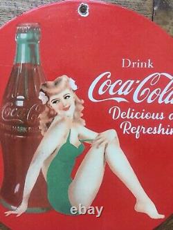 Vintage Coca Cola Porcelain Sign Gas Station Sign 12