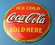 Vintage Coca Cola Porcelain Sign Ice Cold Soda Bottles Gas Sign