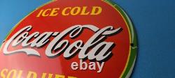 Vintage Coca Cola Porcelain Sign Ice Cold Soda Bottles Gas Sign