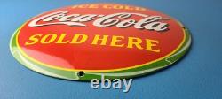 Vintage Coca Cola Porcelain Sign Ice Cold Soda Bottles Gas Sign
