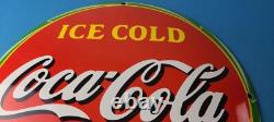 Vintage Coca Cola Porcelain Sign Ice Cold Soda Bottles Gas Sign