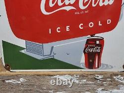 Vintage Coca Cola Porcelain Sign Old 14 Coke Diner Fountain Soda Beverage Drink