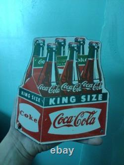Vintage Coca Cola Porcelain Sign Old Coke Beverage Advertising Soda Pop Drink
