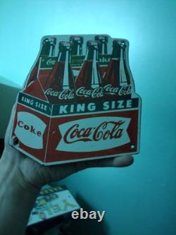 Vintage Coca Cola Porcelain Sign Old Coke Beverage Advertising Soda Pop Drink
