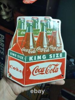 Vintage Coca Cola Porcelain Sign Old Coke Beverage Advertising Soda Pop Drink