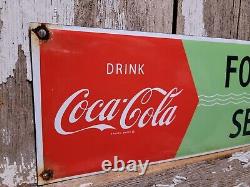 Vintage Coca Cola Porcelain Sign Old Coke Beverage Advertising Soda Pop Drink
