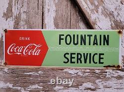 Vintage Coca Cola Porcelain Sign Old Coke Beverage Advertising Soda Pop Drink