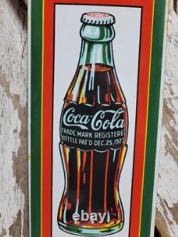 Vintage Coca Cola Porcelain Sign Old Coke Beverage Display Soda Drink Sold Here